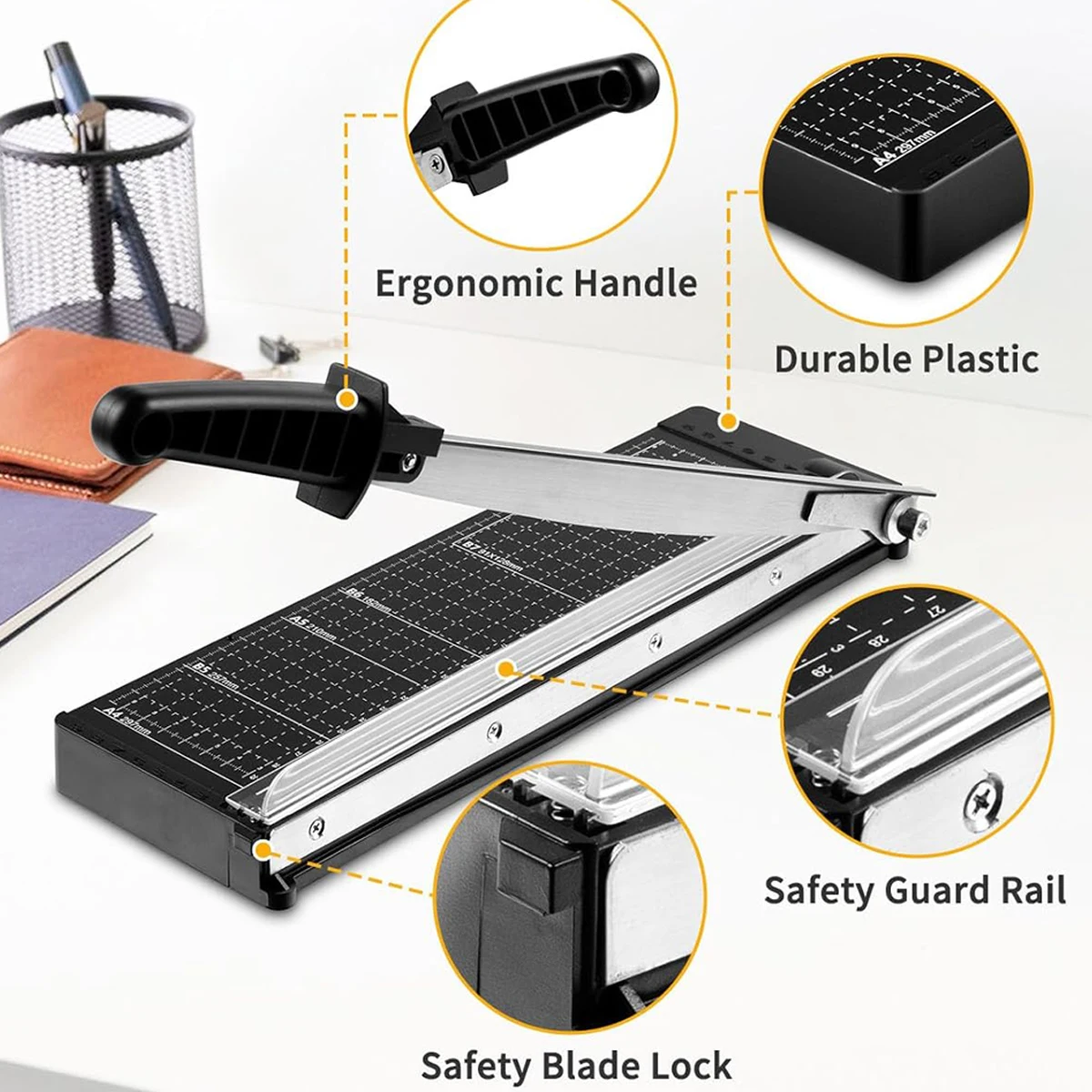 Black rounded corner paper cutter, 8-sheet capacity paper cutter, cardstock paper cutter, crafts, classroom