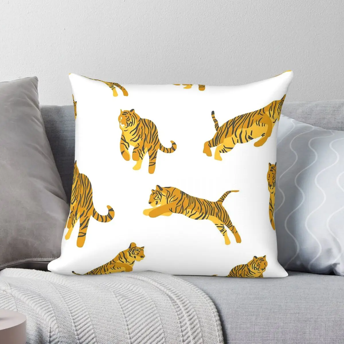 Tigre Quarantine Square Pillowcase Polyester Linen Velvet Creative Zip Decorative Throw Pillow Case Car Cushion Cover 18