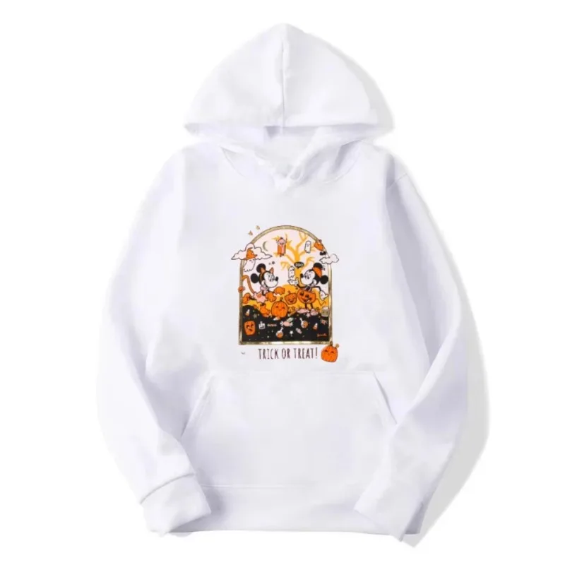 Disney Halloween Joint Cartoon Print Sweater New High-quality Men's and Women's Casual Hooded Long-sleeved Sweater Top