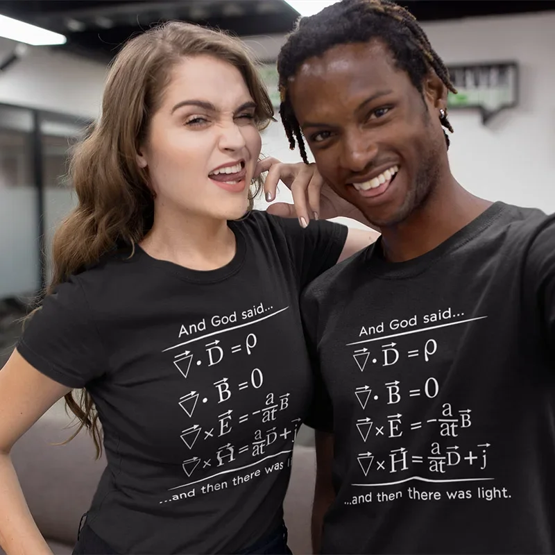 100% Cotton Geek Science Tshirt Physics T shirt God Says Maxwell Equations And Then There Was Light Nerd Design graphic t shirts