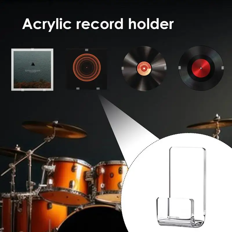 10pcs Acrylic Record Display Stand Shelf Clear Wall Mounted Vinyl Record Holder Floating Shelves LP Record Album Storage Rack