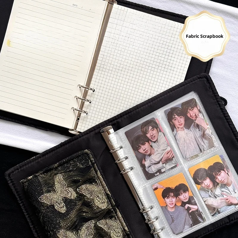 Carpeta de álbum de recortes recargable de tela A5, organizador portátil de tarjetas fotográficas de celebridades para fanáticos de kpop, almacenamiento de tarjetas de sellos coleccionables