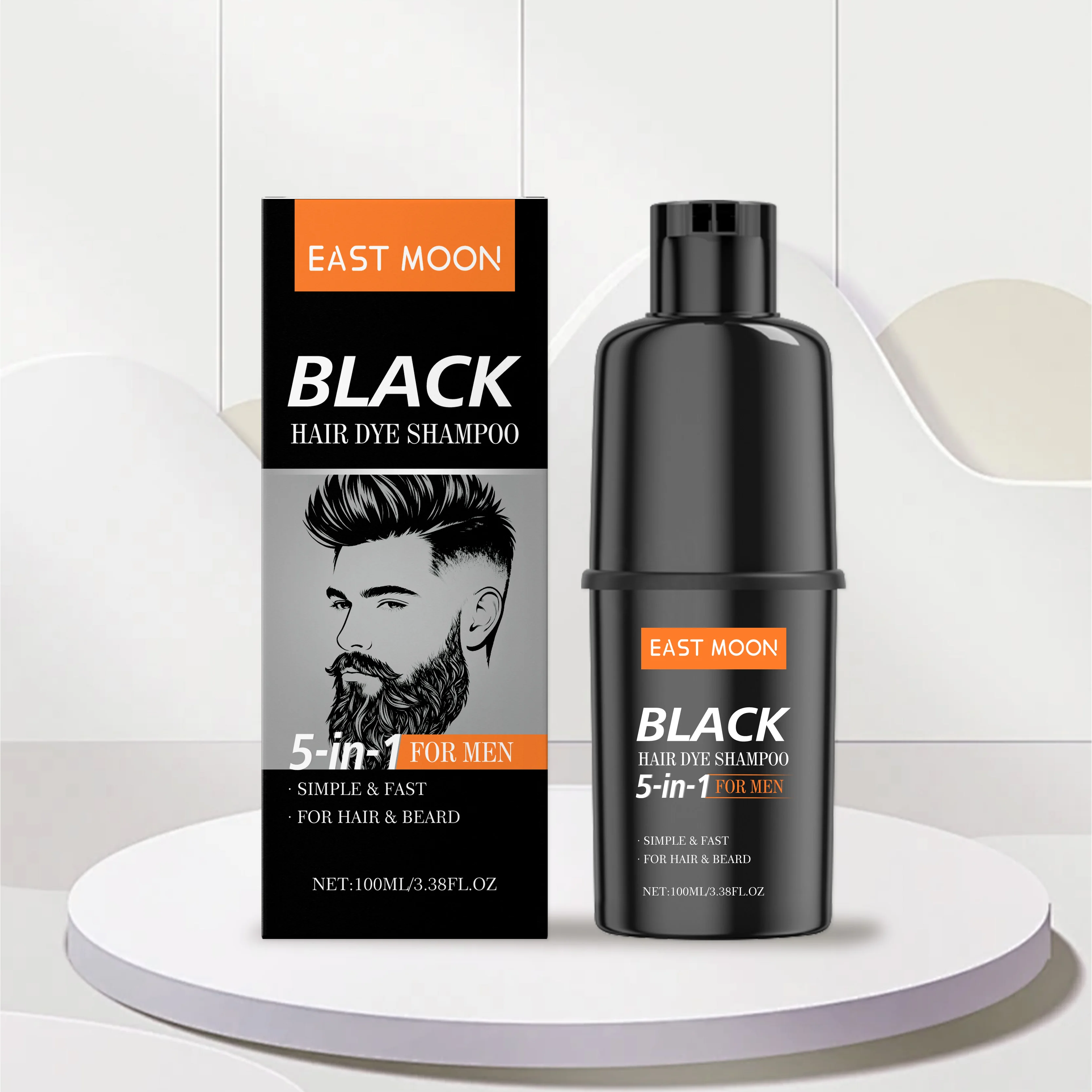 East Moon 5 In 1 Mens Hair Dye Shampoo Natural Gentle Cover Gray Hair For Hair And Beard Simple Fast Daily Home Rich Foam