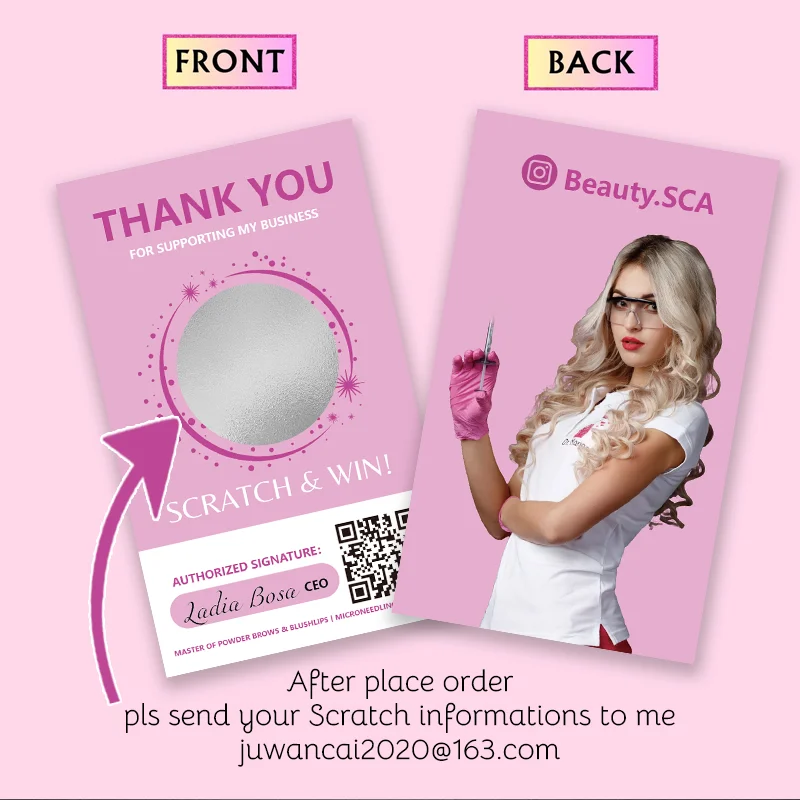 

Custom Scratch Off Card Gift Thank You Cards for small business Personalized Loyalty Discount Card Wedding Favour card with logo
