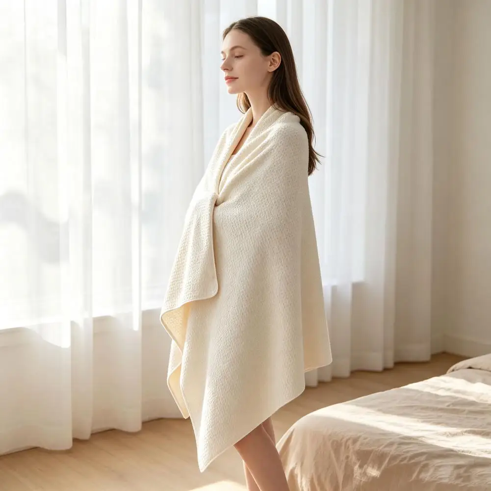 Breathable Bath Wrap for Home Quick Dry Microfiber Robe Waffle Microfiber Bath Towel with Button Quick Drying for Shower
