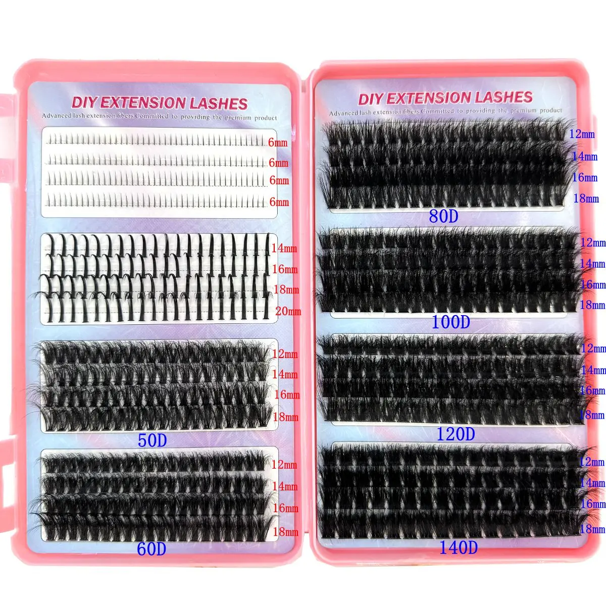 Cils pointes grappes de cils avec cils inférieurs grappe Extensions de cils Manga grappe de cils cils individuels pointus