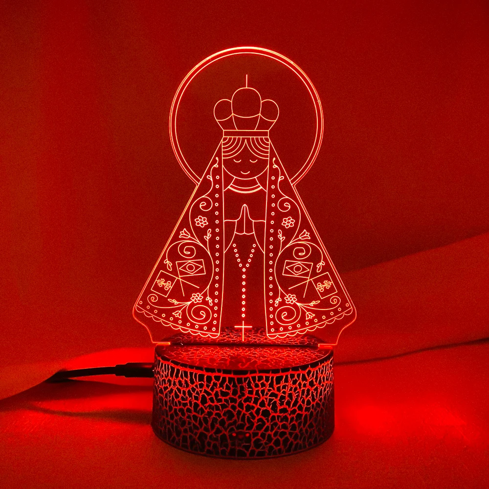 Newest 3D Led Night Light Our Lady Aparecida for Church Decoration Lights Cool Gift for Faith Usb Battery Powered Table Lamps