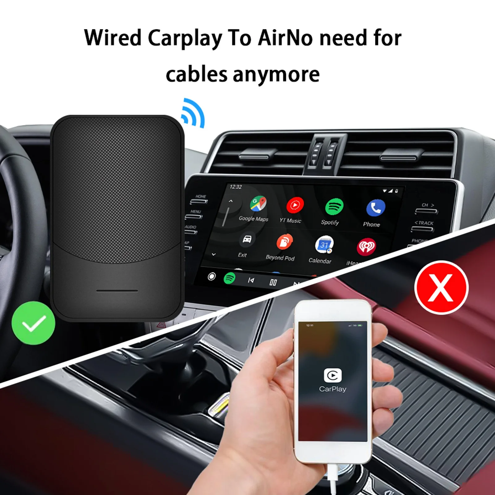 Wired To Wireless Car Wired To Wireless CarPlay Adapter Car Universally PlugAndPlay CarPlay Adapter Auto Entertaining Accessory