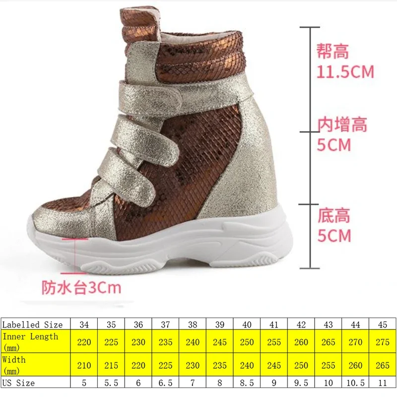 Krasovki 10cm Synthetic Women High Brand Vulcanize Autumn Spring Mixed Color Sneakers Designer Shoes Bling Luxury Ankle Boots