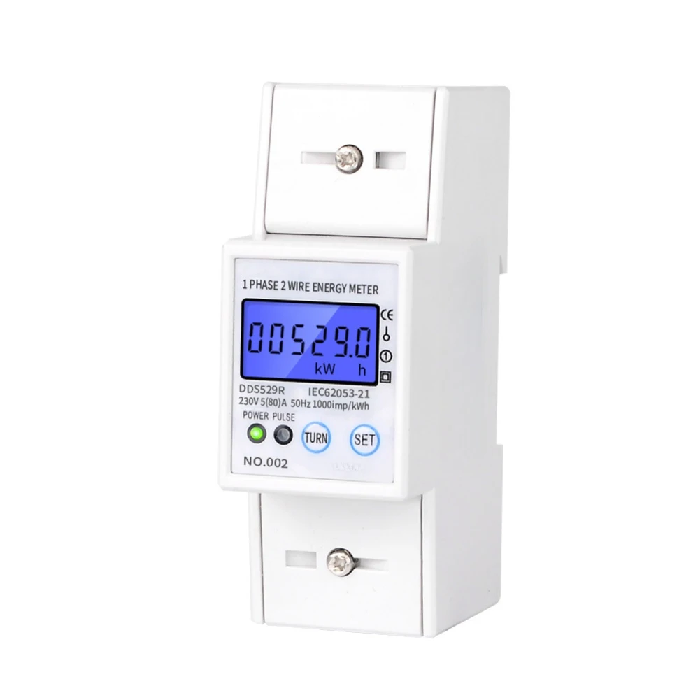 

For Home Energy Monitoring White RS485 Energy Meter Metal ABS Construction 1000imp kWh Pulse 35mm DIN Rail Mounting
