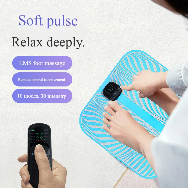 

EMS Leg Foot Massager Pad with Microcurrent Pulse Reflexology Acupressure Mat for Pain Relief Shiatsu Massage Feet Relaxation
