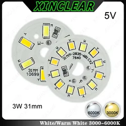 Pannello luminoso a LED ad alta luminosità 3W bianco caldo 5V bicolore 31mm SMD COB 2835 5730 perline lampada diretta USB faretto da incasso fai da te