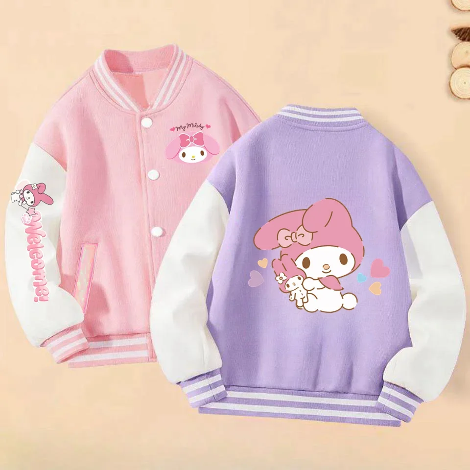 Kawaii My Melody Baseball Uniform Ages 2-14 Kids Warm Jacket Boys Clothes Girls