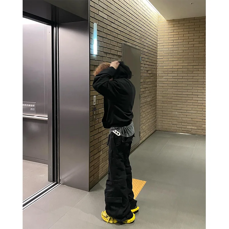 

Parisian Sle Men's Work Trousers with Multiple kets Bell Bot Removable ort Pants High Waist Long Pants Daily Wear