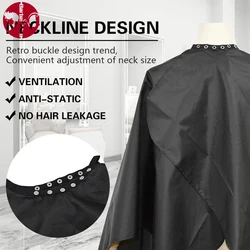 Black Button Collar Hairdressing Cloth Salon Hairdresser Coat Barber Apron Pro Anti-Static Haircut Gown Barbershop Supplies