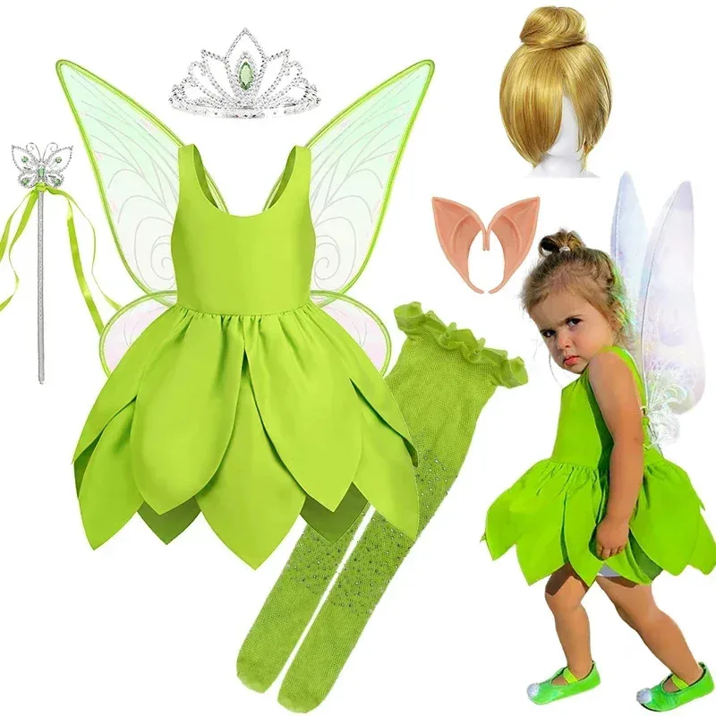 

Christmas Disguised Child Tinker Bell Fairy Dress for Girls Halloween Cosplay Kids Masquerade Party Stage Performance Costume