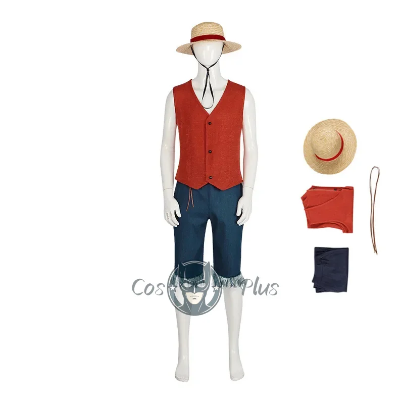 

Аниме Обезьяна Д. Луффи Костюмы для косплея Луффи Униформа Луффи Костюмы со шляпой Хэллоуин Comic Con