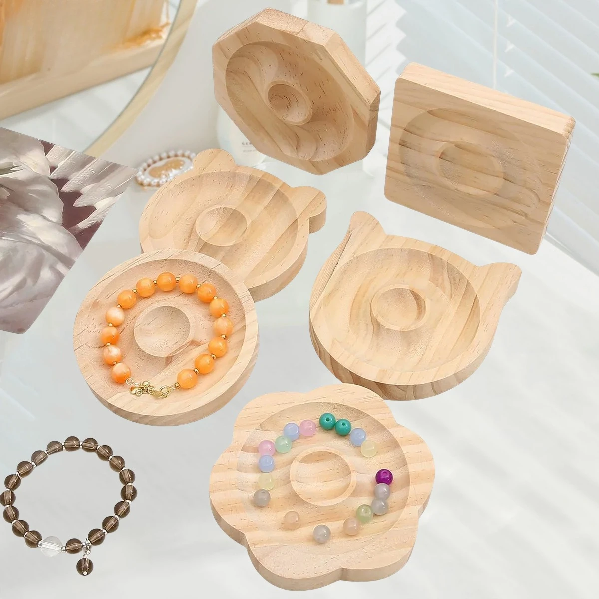 1Pcs Wooden DIY Beadwork Station Bracelet Display Plate Beading Bracelet Display Jewelry Organizer Jewelry Making Tool