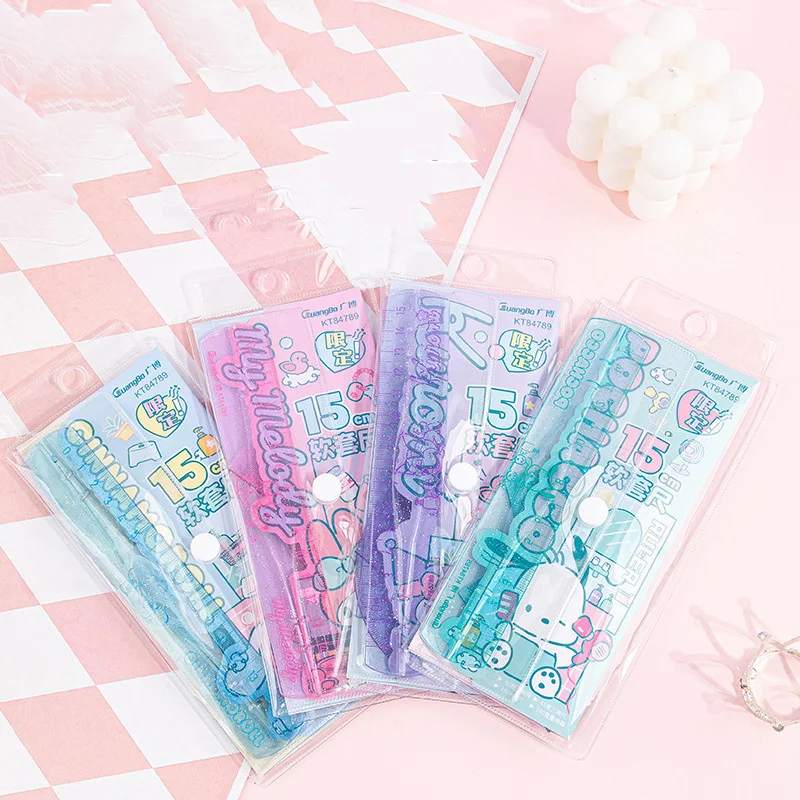 8set/lot Sanrio Kuromi Melody Triangular Ruler Set Creative Drawing Tool Bookmark Promotional Stationery Gift School Supplies