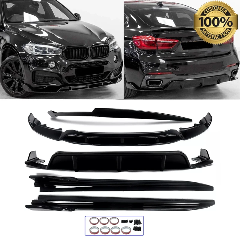 

Magickit для BMW X6 F16 2014-2019 M Sport Bodykit Комплект переднего бампера Сплиттер для губ Задний диффузор Спойлер Крыло Боковая юбка Расширение