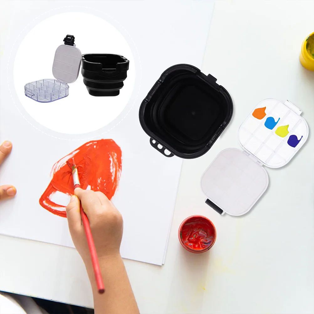 

Portable Paint Brush Washer Drawing Tool Bucket Silicone Basin Artists Water Storage Cleaning Container Painting Brush Cleaning