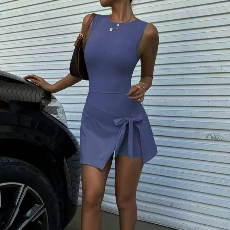 여성용 심리스 패션 테니스 스커트 통기성 빠른 건조 홀터 야외 피트니스 바디수트 여성용 원피스 스포츠웨어