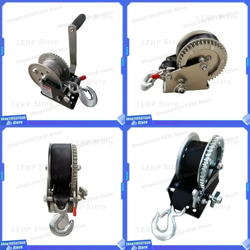 1200lb Stainless Steel Hand Winch for Boat Trailer Advanced Rotary Manual Operation Brake System Heavy Duty Marine Gear Heavy