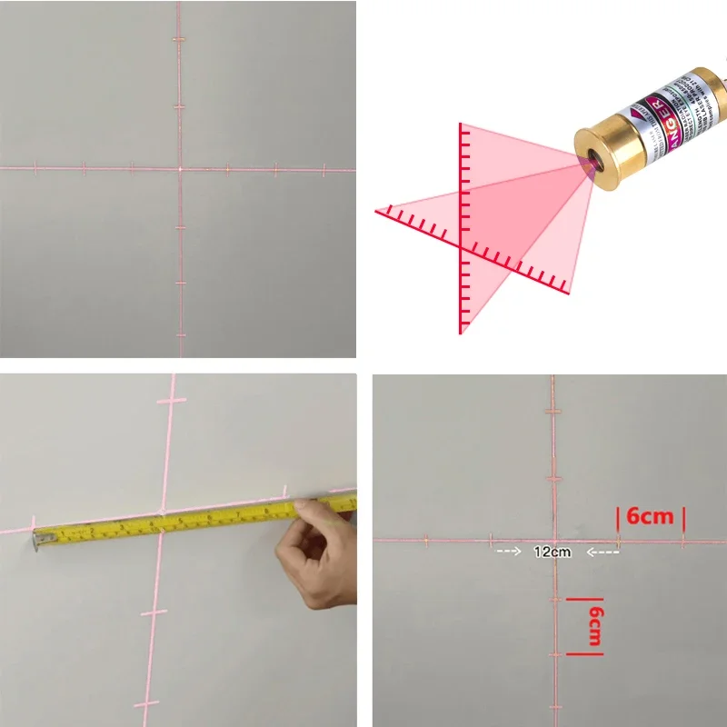 660 Red Cross Graduated Laser Module Head Glass Lens Focusing Industrial Grade PCB Diameter 13mm Optical Instrument