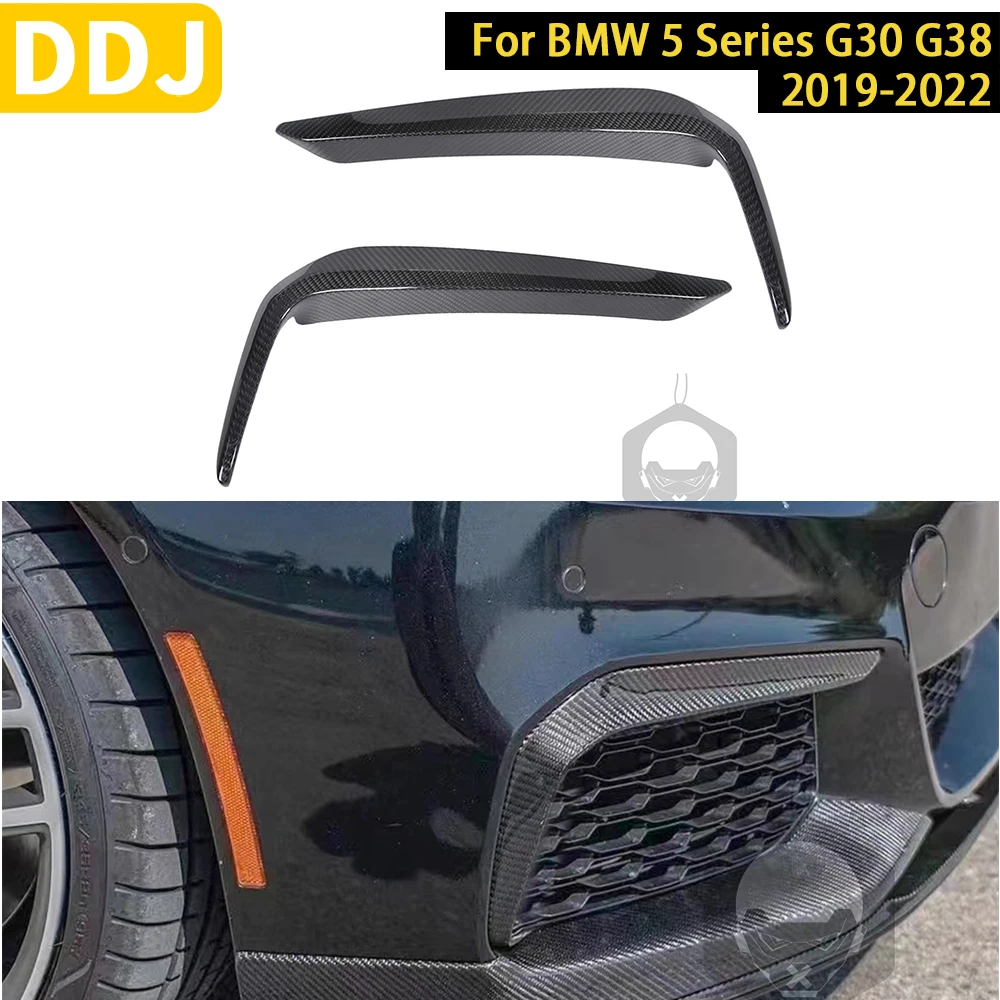 Real Carbon Fiber For BMW 5 Series G30 G38 2019 2020 2021 2022 Accessories Exterior Front Foglight Eyebrow Cover Trim Sticker