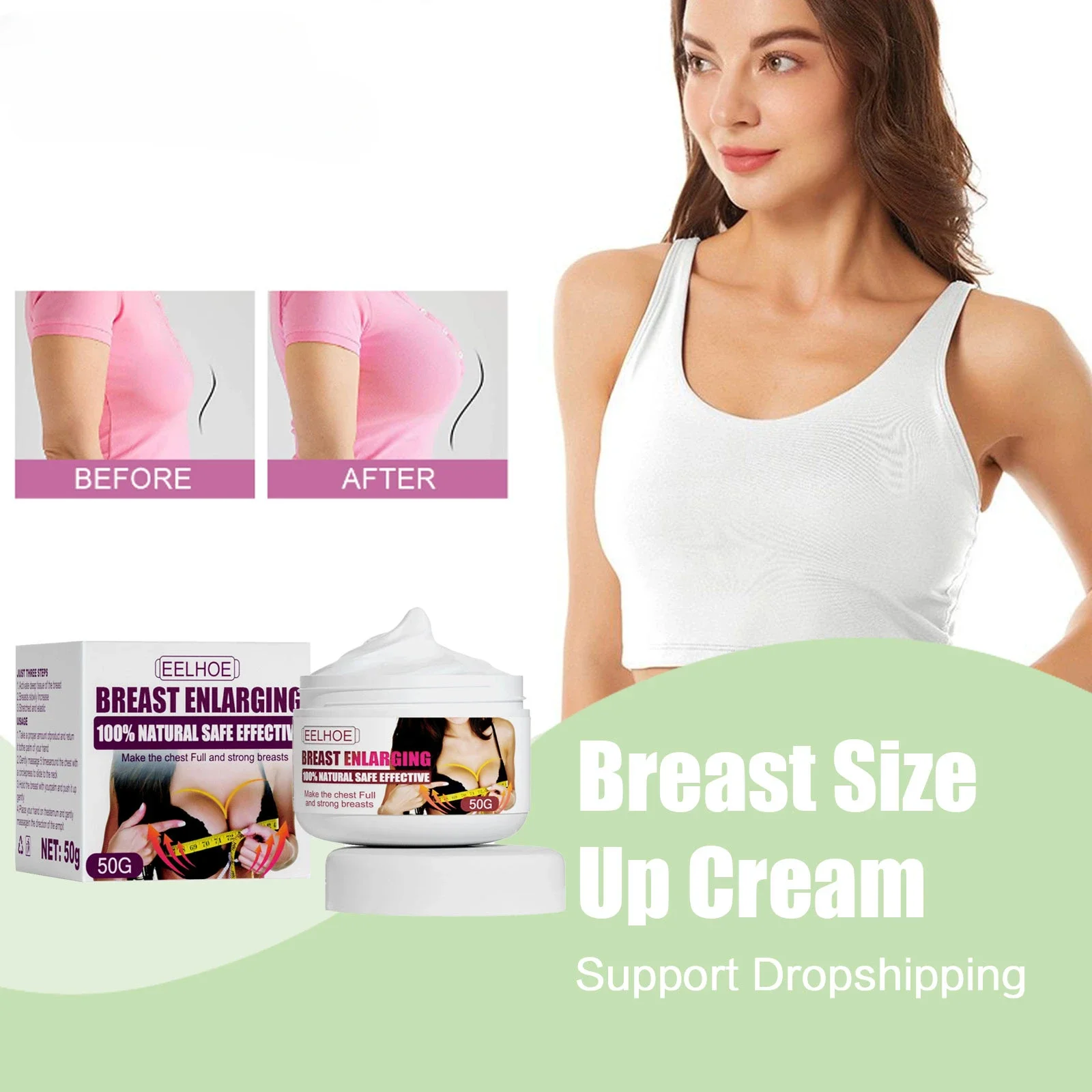 Breast Care Cream Gently Moisturizes and Lifts The Chest, Daily Firming of The Skin Body Massage Care Cream Improve Breast Flat