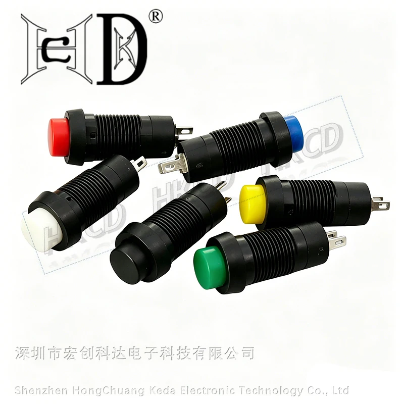 5pcs 12mm PBS-11A Push Button Switch 2Pin 3A 250V AC Self-locking/Momentary Multi-color Power Switch