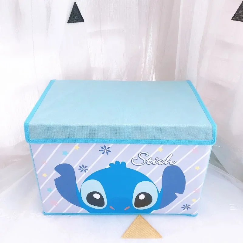 ديزني غرزة أنيمي صندوق تخزين قابل للطي متعدد الوظائف سلة تنظيم مكتب غرفة نوم صندوق تخزين ملابس صندوق تنظيم الطفل