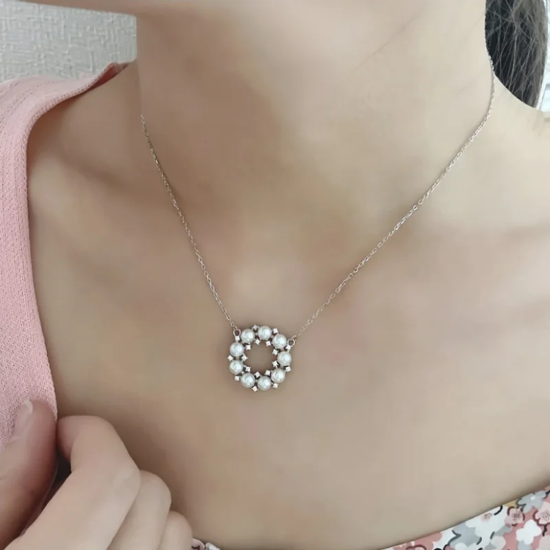 

925 Sterling Silver New Product Zirconium Freshwater Pearl Long Necklace