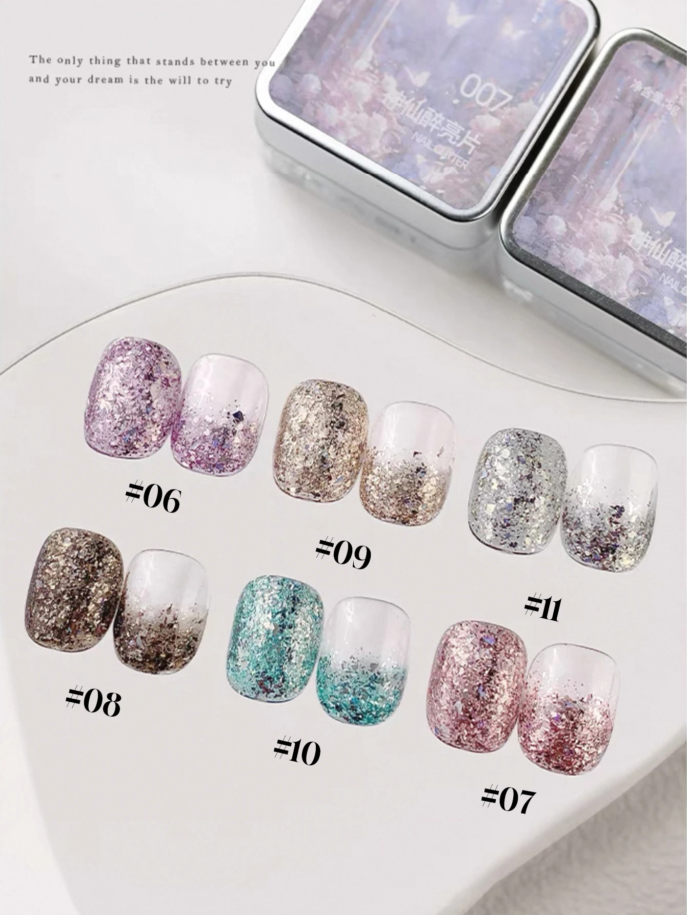 1/12PCS Neue Nagel Salon Bunte Funkelnden Platin Glitter Pailletten Wolke Brokat Crushed Diamant UV Gel Nagellack