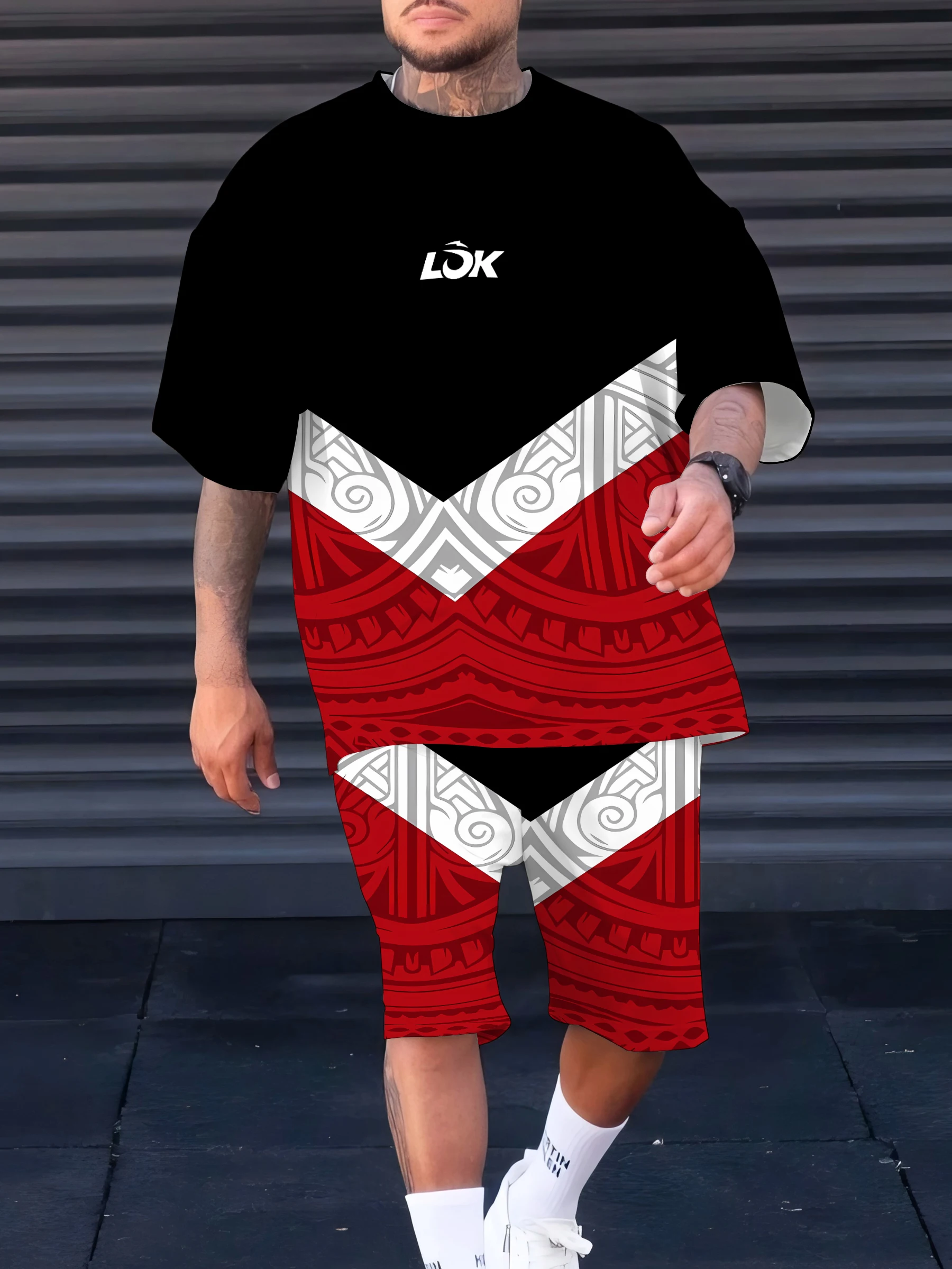 

The 2025 summer new men's suit with letter prints for casual and fashionable outdoor wear