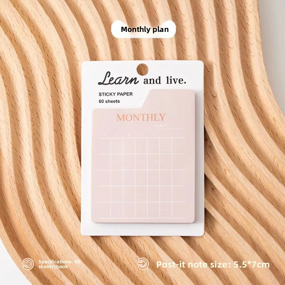 New 60 Pages Memo Pad Mini Self-adhesive List Note Paper Dual Daily Scheduler Planner Yearly Office Plan Paper