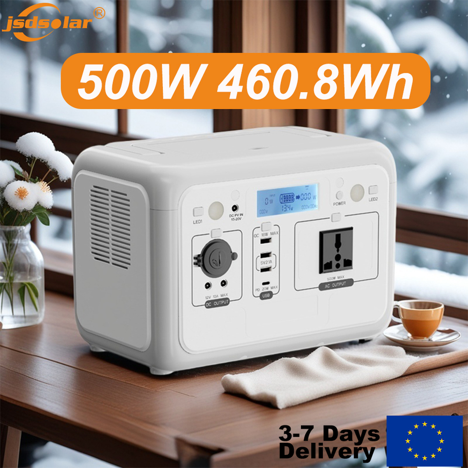 500W 460.8WH Portable Power Station, Solar Power Generator, LiFePO4 Lithium Iron Phosphate Battery, Energy Storage For Outdoor, Camping, RV, Home, UPS 10MS Function.