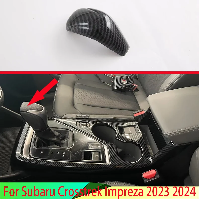 For Subaru Crosstrek Impreza 2023 2024 Carbon Fiber Style Car Decoration Gear Head Shift Knob Switching Cover Interior Trimmer