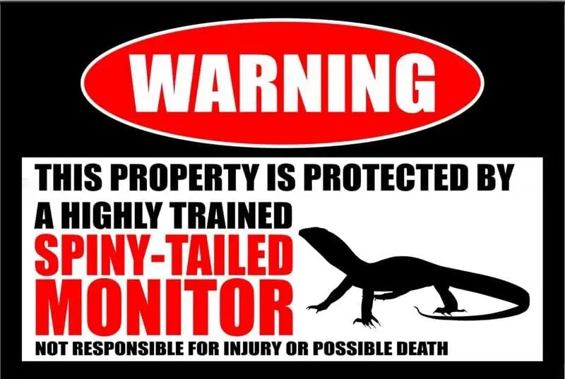 Lizard Sign Funny Spiny-Tailed Monitor Warning Accessory Metal Novelty Decor Gi…