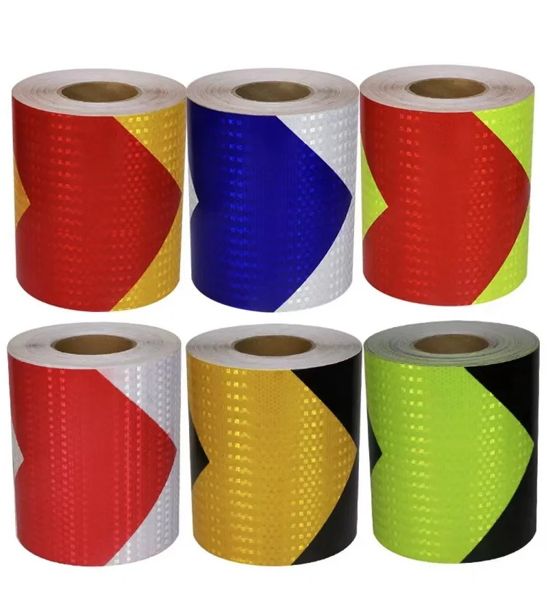 

8Inch*17FT Honeycomb Arrow Truck Reflective Sticker Fluorescent Yellow Red White Reflector Safety Warning Tape Strip For Trailer