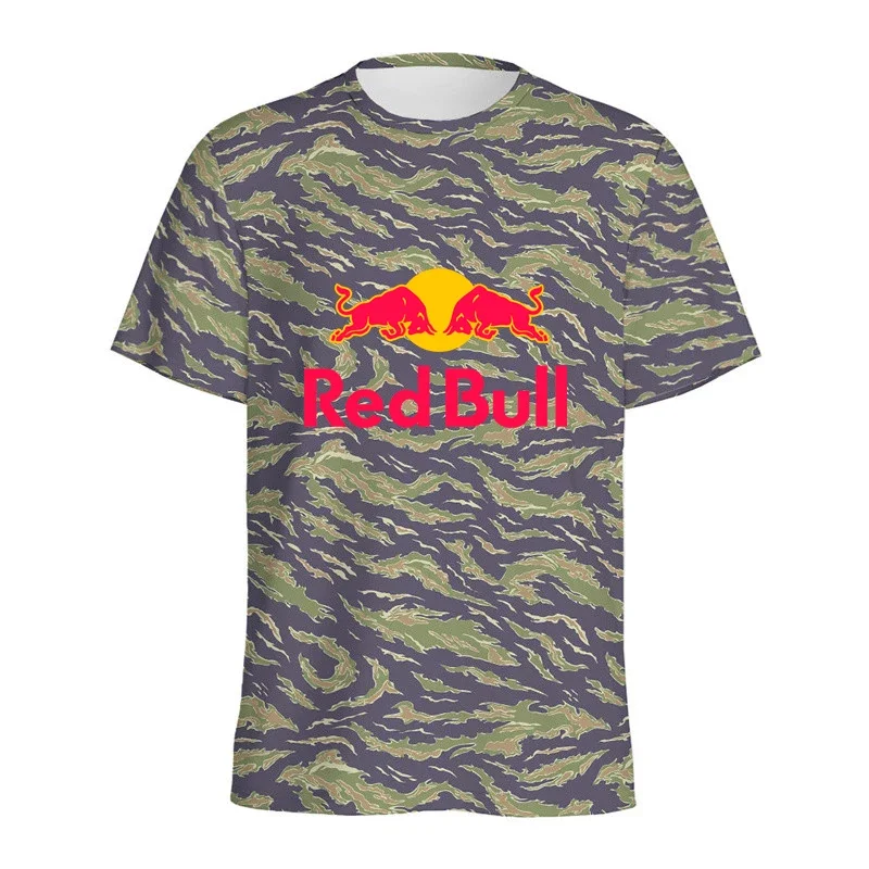 Red Bull Camouflage 3D Printed T-Shirt Men's Camouflage Graphic T-Shirt Street Style Tops Short Sleeve Summer Loose Fit T-Shirt