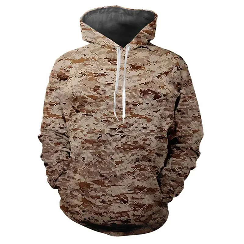 3D Printed Camouflage Hoodies Cosplay Outdoor Clothing Men's Hooded Shirt Drawstring Pullover Sports Fashion Autumn Sweatshirt