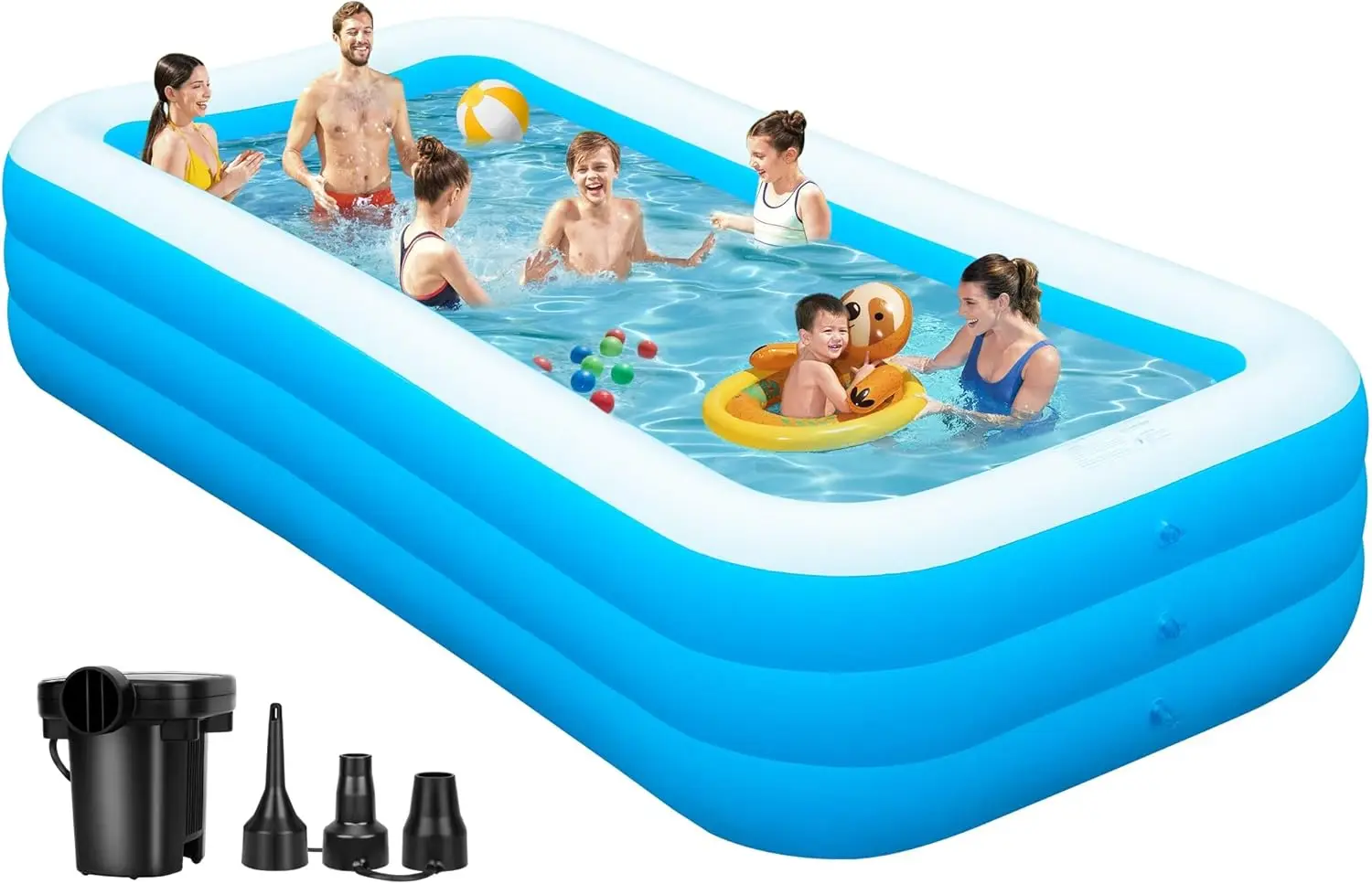 

Inflatable Pool with , 130" x 72" x 22" Full-Sized Inflatable Swimming Pool, Enduring Thickened Above Ground Blow Up Beach toys