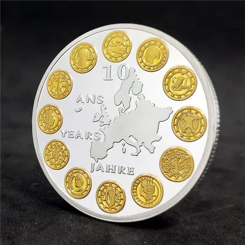 Euro Coin 2022 Bicolor Europe Twelve Countries Gold Silver Plated Commemorative Cois for Collection Souvenir Gift Eu Moneda