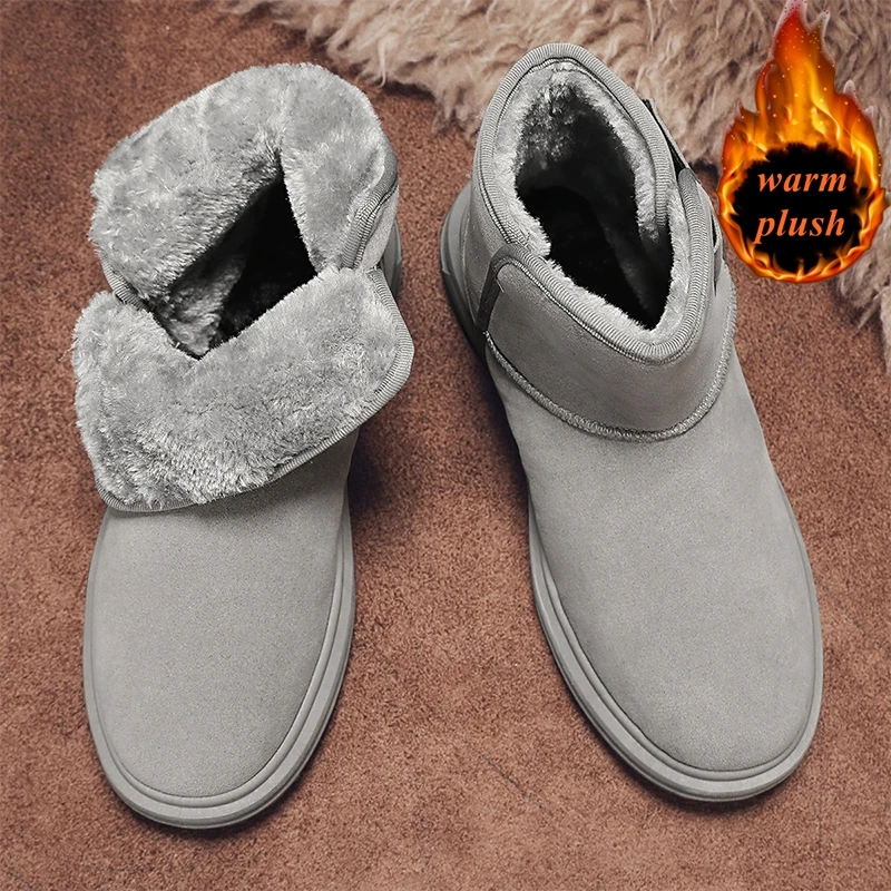 

Golden Sapling Fashion Snow Boots for Men Winter Thermal Plush Ankle Booties Male Outdoor Flats Shoes Leisure Warm Boot Footwear