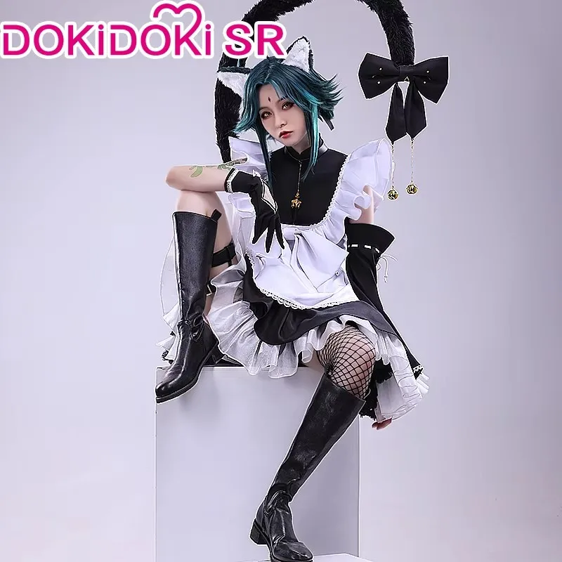 IN STOCK Xiao Doujin Cosplay Game Genshin Impact Cosplay DokiDoki-SR Maid Uniform Cosplay Xiao Maid Cute Halloween