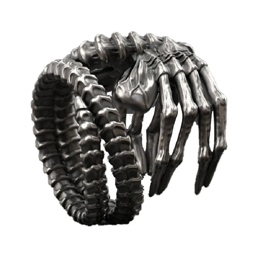 European and American punk motorcycle style men\'s domineering skeleton claw ring, exaggerated personality, popular jewelry