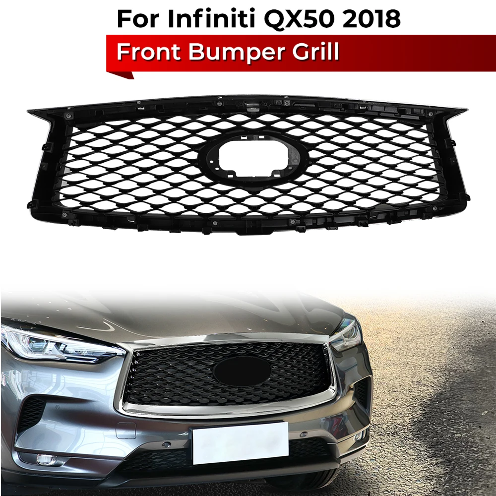 

Car Front Bumper Grill Mask Radiator Grille Racing Grills for Infiniti qx50 QX50 2018 Upper Bumper Hood Mesh Grid Guard Cover