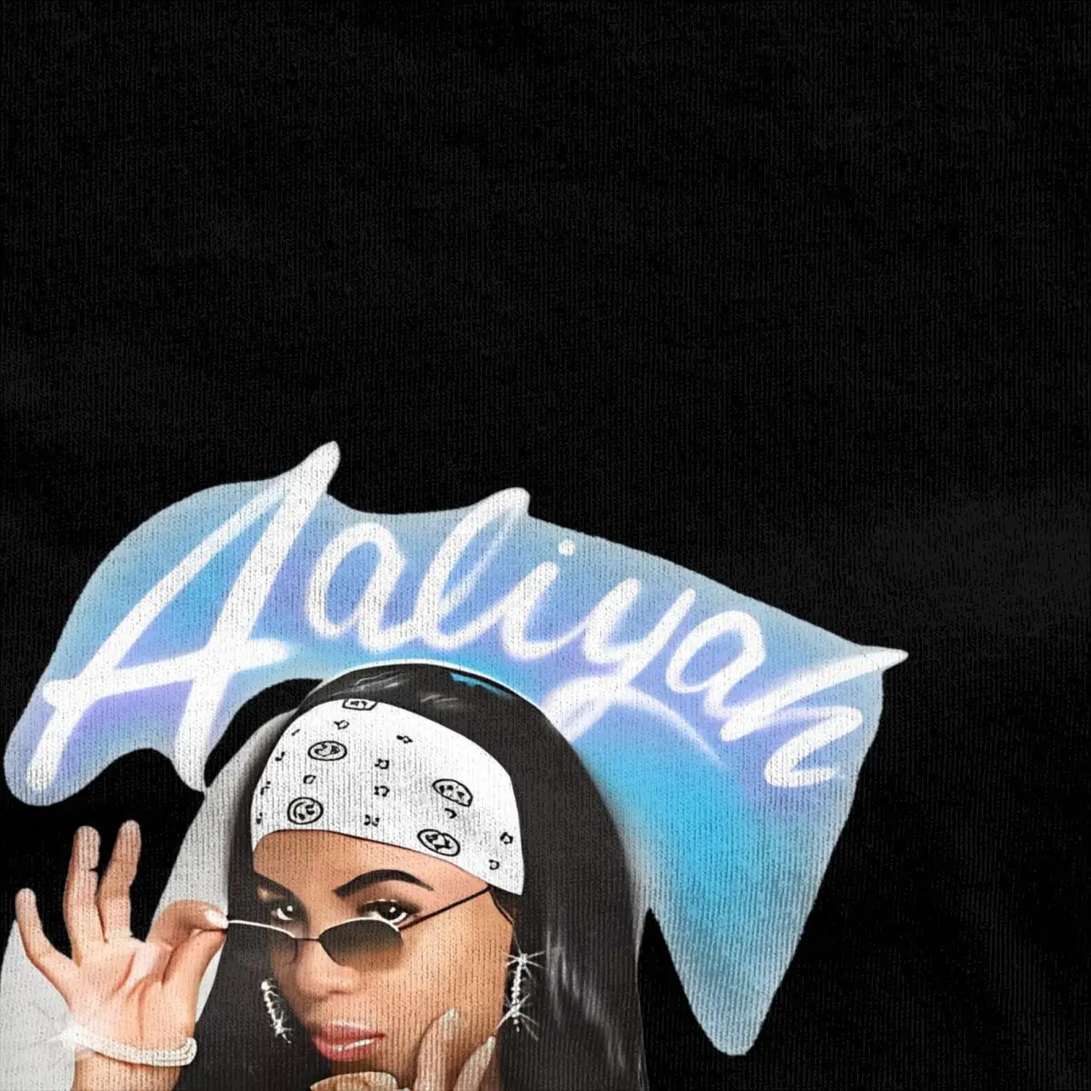 Airbrush Bandana Photo T Shirt Male Aaliyahs Vintage Cotton T Shirts Beach O-Neck Hip Hop Tee Shirt Wholesale Oversized Tops