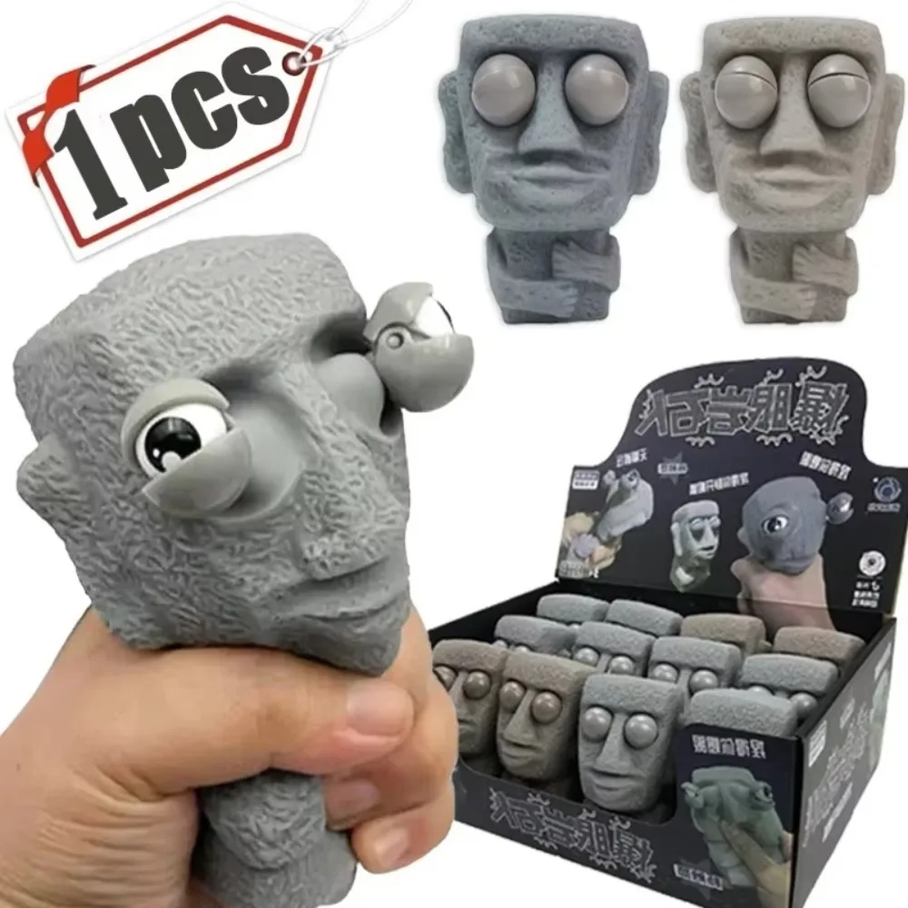 2026 1/2PCS Easter Themed Squeezing Blowout Rock Man Fidget Toy Soft Slow Rebound Statue for Stress Relief Office Decor